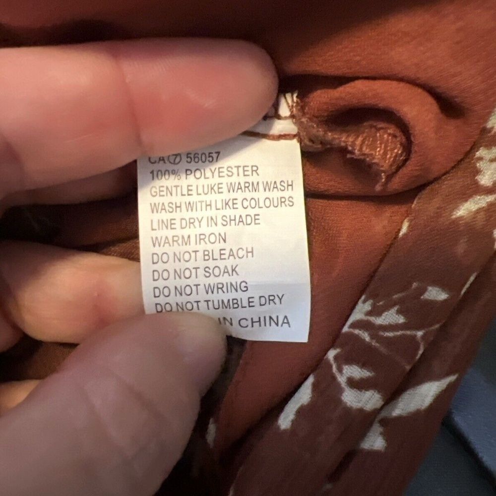Princess Polly Brown/Rust Floral Ruffle Wrap Shirt Size 4 - Picture 7 of 9